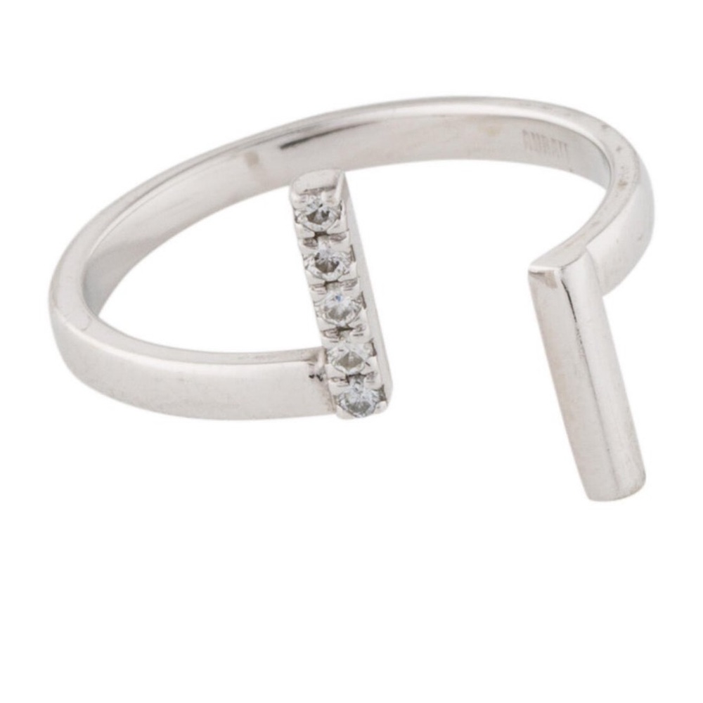 Aurate white gold diamond open line Ring fine jewelry 14k